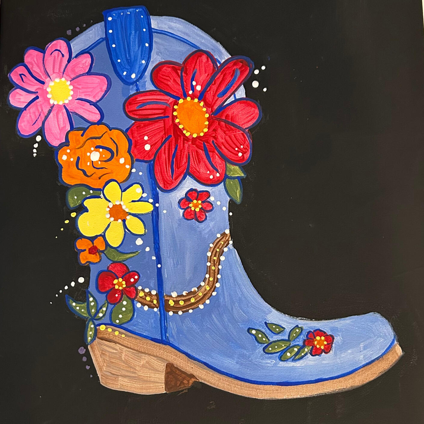 Cowboy Boot with Flowers